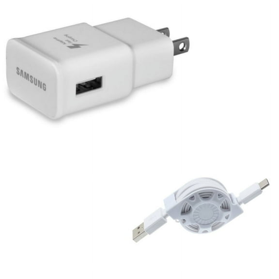 Adaptive Fast Home Charger w Retractable USB Cable Y4Z for Kyocera DuraForce Pro 2 - LG V20, G6, V30, G5, V50 ThinQ 5G, V40 ThinQ, V35 ThinQ, Q7 Plus, Stylo 4 Plus, Google Nexus 5X, G8 ThinQ