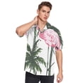 thumbnail image 5 of Ckdifva Flamingo with Palm Trees Mens Button Down Short Sleeve Shirt Casual Shirts Beach Hawaiian Shirts, 5 of 8