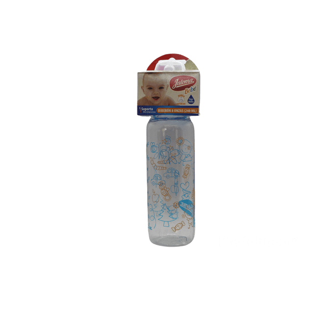 BIBERÓN NIÑO 8 OZ FLUJO MEDIO C/MAMILA DE SILICÓN JALOMA Jaloma BOTE 240 ML