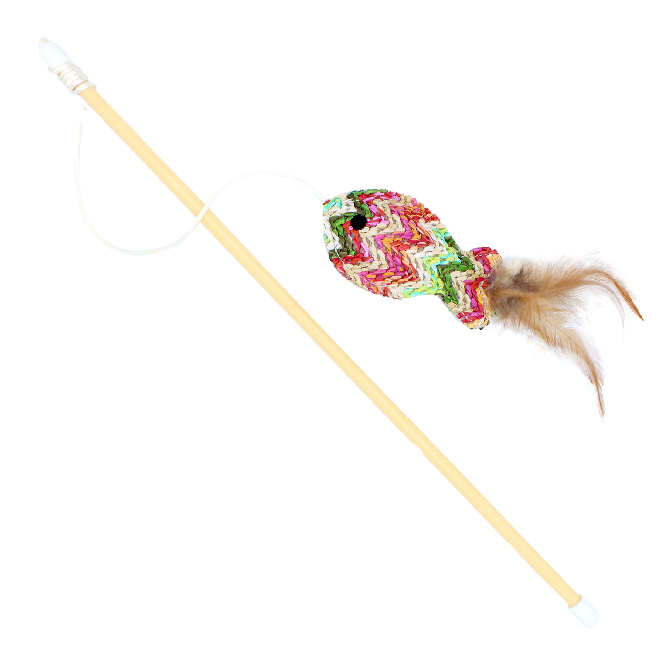 (2 pack) Vibrant Life Natural Fish Teaser Wand Cat Toy with Catnip, 18"