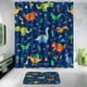 thumbnail image 2 of Juego de cortinas de baño Poedist, 4 unidades, diseño de dinosaurio azul oscuro, 2 of 6