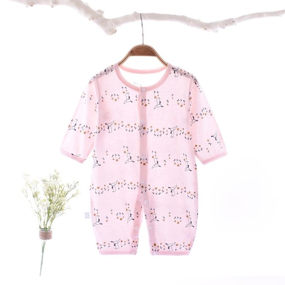 TMOYZQ Infant Baby Cute Onesie Cotton Outfit Print Lightweight Bodysuit Jumpsuit Long Sleeve Romper Pajamas, 0-9Months