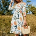 thumbnail image 4 of Watercolor Oranges Leafy Pattern Background Womens Summer Dress Tie Back A Line Flare Dress, 4 of 9