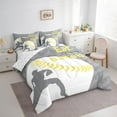 thumbnail image 3 of Feelyou Cartoon Baseball Athlete Bedding Comforter Set 7pcs for Boys, Grey Yellow Stripes King Bedding Sets, Ball Sports Theme Reversible Bed Sheets, Lightweight Room Decor, 3 of 8