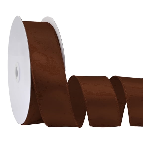 GTYBOVA Brown Wired Satin Ribbon, 1-1/2 Inch x 25 Yards Ideal for Christmas Tree Decor, Flower Bouquets, Weddings, Parties, Hair Accessories & Wreaths​