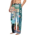 thumbnail image 3 of Mens Pajama Pants - Soft Sleep & Lounge Pants for Men, Coastal Cat By The Window Cuteness Casual PJ Bottoms Pants with Pockets, 3 of 5