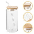 thumbnail image 4 of Topb 5.91" Clear Glass Drinking Cup with Bamboo Lid and Straw, 4 of 7
