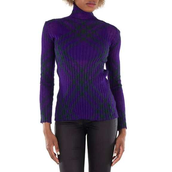 Burberry Check Pattern Long Sleeve Sweater, Size X-Small