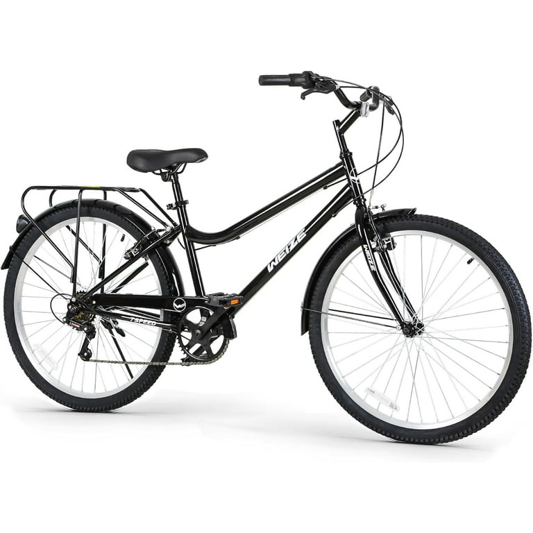 Beach Cruiser Bike, 26 inch Commuter Bicycle for Adult Men and Women, 7-Speed/High-Carbon Steel/Front & Rear Fenders, Comfortable City Bikes with Rear Rack or Basket, Ergonomic Upright Design