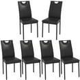 thumbnail image 3 of ChVans 6 Pcs Black Upholstered PU Dining Chairs, Modern PU Leather Chairs Set with Metal Leg & High Back, Matte Dining Chairs With Curved Backrest for Kitchen, Living, Dining Room(Black-6 pcs), 3 of 5