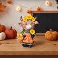 thumbnail image 5 of SUYOLL Fall Highland Cow Figurine Sunflower Girl Cow Resin Figurine Autumn Tabletop Decor Ornament For Thanksgiving Farm Home Shelf Mantel, 5 of 5