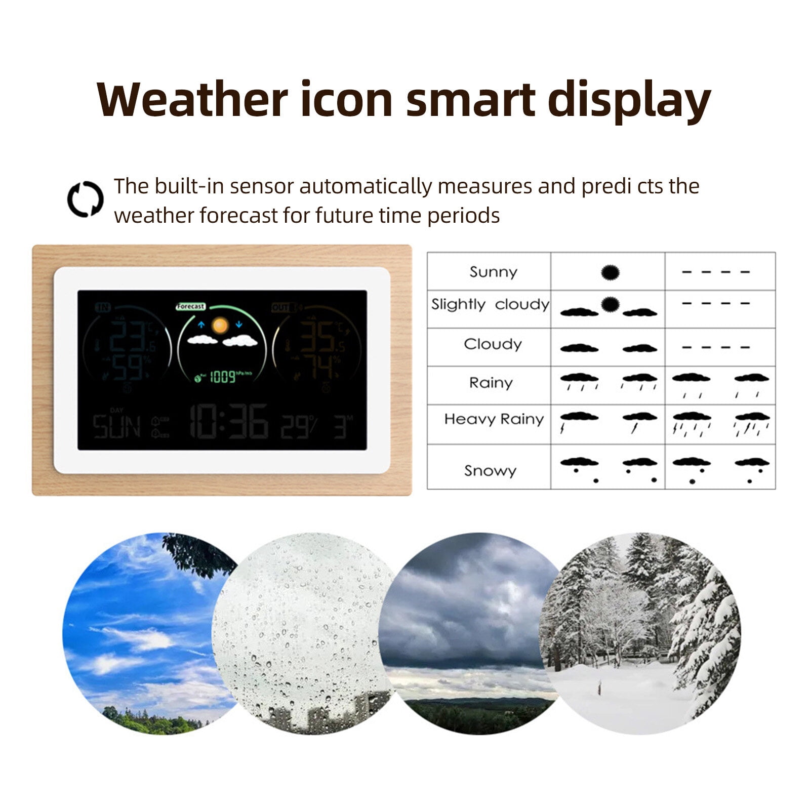 Leyfeng Weather Station Indoor Outdoor Thermometer Wireless LCD Color Display USB Rechargeable Digital Temperature