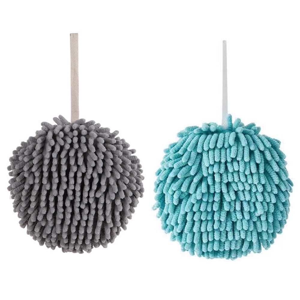 2 Pack Chenille Hand Towels,Kitchen Hand Towels with Loop,Bathroom Hand