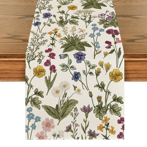 Sm:)e 72" x 13" Wildflowers Floral Spring Table Runner for Summer Home Decor