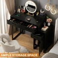 thumbnail image 6 of Homieasy Vanity Desk with 4 Storage Drawers - Modern Makeup Vanity Table with Charging Station, White Vanity Desk with Reversible Cabinet Dressing Table Set with Divided Organizers, Black, 6 of 7
