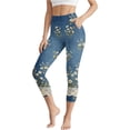 thumbnail image 2 of ZQUUVOU Capri Leggings for Women Pull On Jeggings High Waisted Denim Look Printed Stretchy Slim Fit Yoga Pants with Pocket Blue, 2 of 8