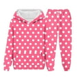 thumbnail image 6 of Piuwrlz Kids Fleece Sweatsuits 2pcs Hood Top and Pants Girls Boys Plush Hoodies and Sweatpants Watermelon Red Size 6-7Years, 6 of 6