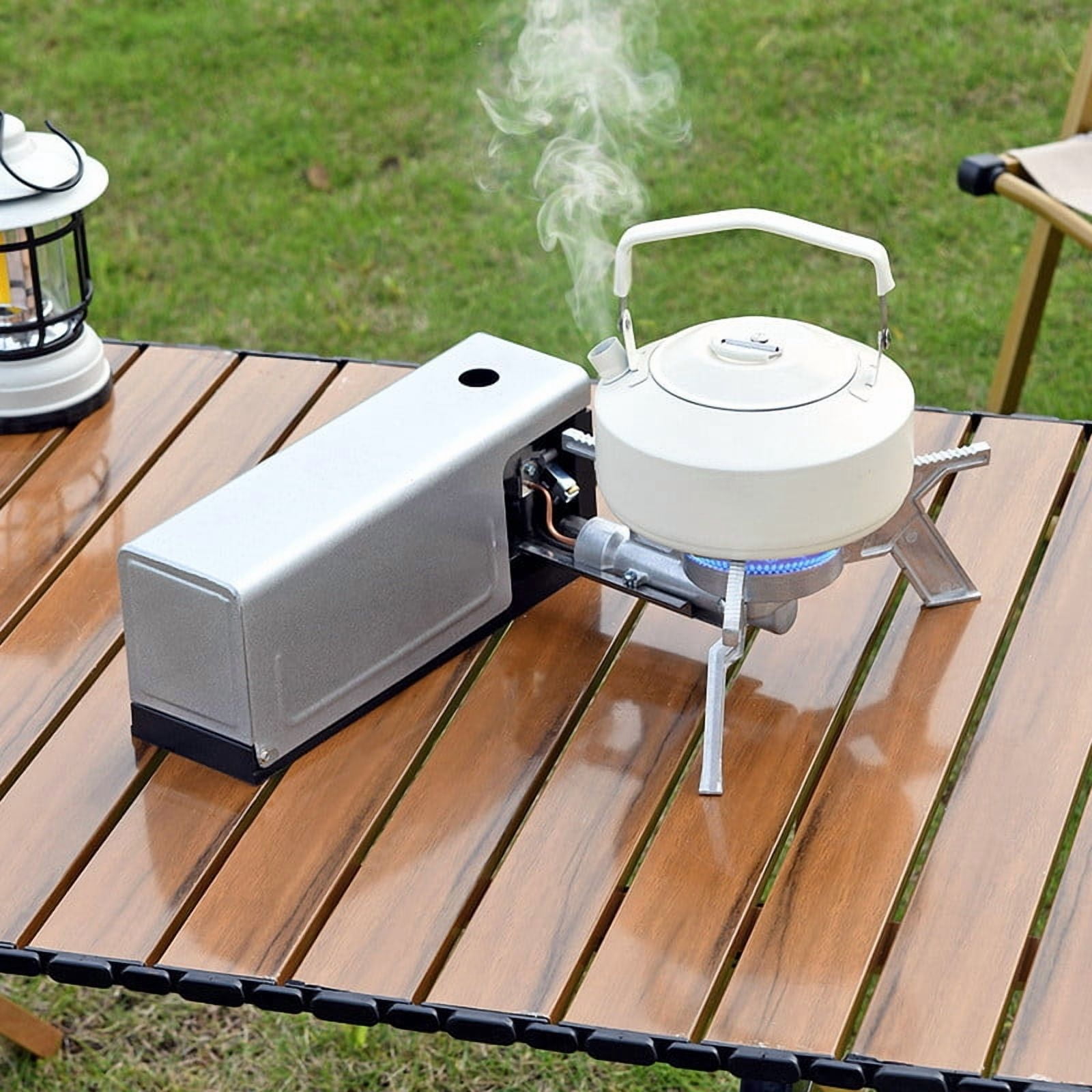 Outdoor Camping Gas Stove - Portable Butane Camping Cooktop - Foldable Backpacking Stove for Boiling Water Cooking Tea Coffee - Windproof 1800W Camp Stove for Hiking Picnic Tailgate Emergency Kit