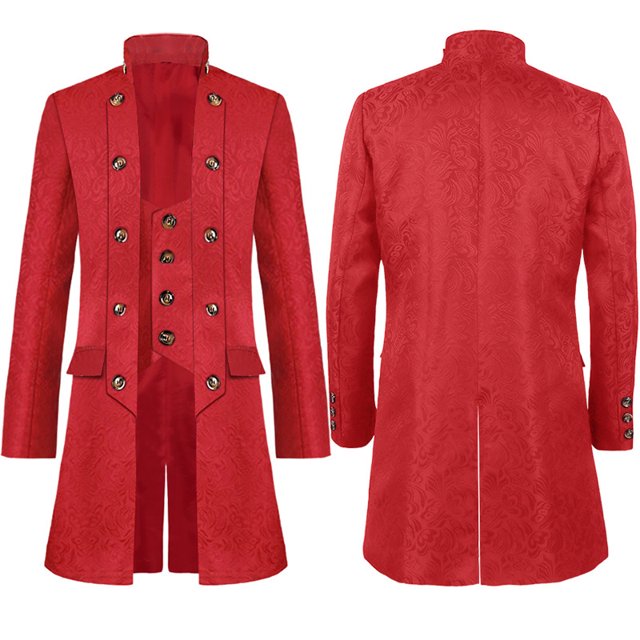 Traje de actuación escénica con frac jacquard para hombre retro medieval