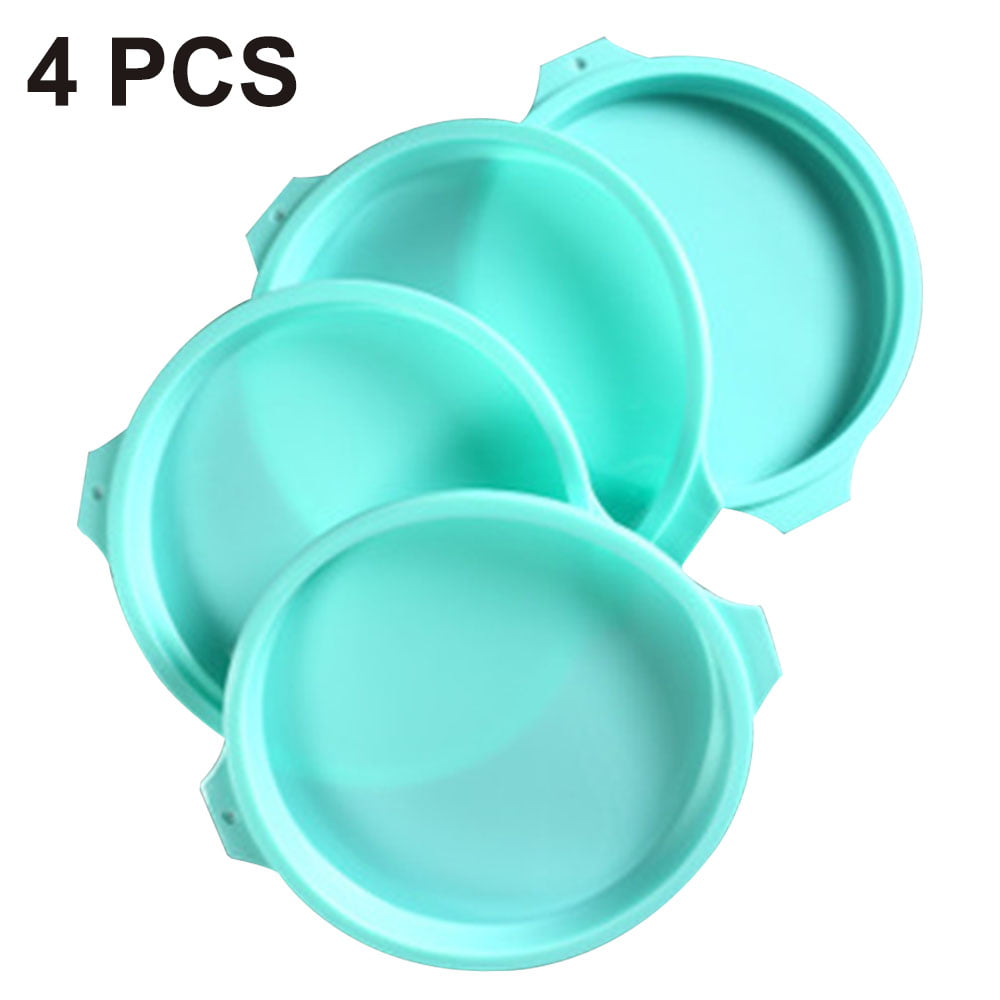 Set of 2 Uarter Silicone Cake Mold Baking Bekeware Pan Round Non-Stick 8 Inch and 6 Inch BPA-Free Blue and Rose