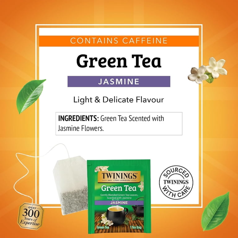 Monroe grace Jasmine & Mugue t 2点SET Twinings, Green Tea, Jasmine Flavor, 20 Bags, Floral Aroma