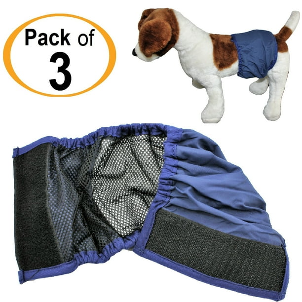 PACK 3pcs WASHABLE Dog MALE Diaper Belly Band Lined WITH ABSORBENT