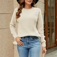 thumbnail image 4 of Baqcunre Women's Sweaters Ms. New European And American Snowy Sweater Girl Pure Coloring Cover Jacket Ms. Comfortable Various Knitted Sweed Jacket Crop Tops Plus Size Tops Beige M, 4 of 6
