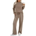 thumbnail image 4 of Kixjoy Lounge Sets for Women Oversized Crewneck Sweatshirts and Pants Sets Long Sleeve Athletic Fashion Sweatsuits Plain Warm Winter Loungewear Sets Woman, Khaki XXL, 4 of 6