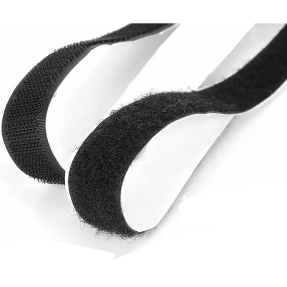 Pair of Self Adhesive Hook and Loop Tape, Sticky Hook Loop Tape, Black Size 1" x 39" / roll