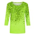 thumbnail image 4 of Cavosen Womens Blouses 3/4 Sleeve Glitter Sparkly Print Pullover Tops Shirts Crewneck Shiny Blouse Solid Color Party Tees Trendy Casual Dressy Elegant Evening T-Shirts Green 3XL, 4 of 5