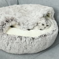 thumbnail image 5 of Camas calmantes para perros y cueva para gatos con funda con capucha, para mascotas pequeñas, cama mullida de piel sintética antideslizante, diámetro exterior 40 cm, 5 of 5