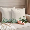 thumbnail image 2 of Spring Blue Flower Pillow Covers 2 Pack Country Watercolor Blue Floral Green Leaf Linen Pillowcase Waterproof Outdoor Throw Pillow Cover for Patio Garden Square Cushion 18”x18”, 2 of 9