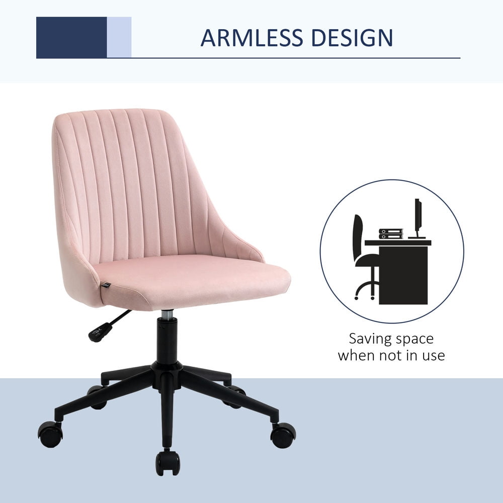 Demi Bonn Scallop Shape Chair with Wheels, Cross Legged Office Chair, Adjustable Swivel Comfy Home Office Vanity Desk Chair, Pink