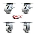 thumbnail image 2 of 4 Inch Semi Steel Caster Set with Roller Bearing 2 Brakes and 2 Rigid SCC, 2 of 2