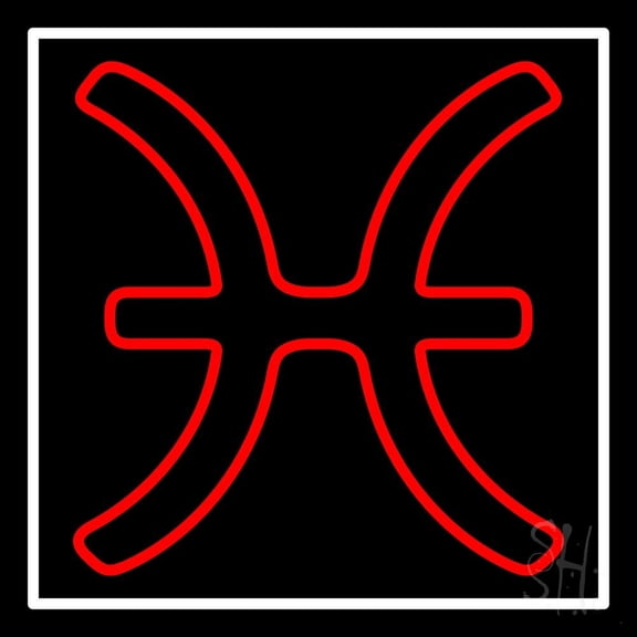 Red Pisces LED Neon Sign 24" Tall x 24" Wide - inches Black Square Cut Acrylic Backing, with Dimmer - Bright and Premium built indoor LED Neon Sign for Storefront.