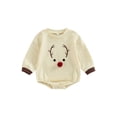 thumbnail image 1 of Gureui Infant Baby Christmas Jumpsuit, Cartoon Elk Print Long Sleeve Round Neck Romper for Boys Girls, 1 of 9