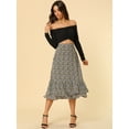 thumbnail image 3 of Unique Bargains Women's Floral Print Elastic Waist Ruffle Hem Midi Skirt, 3 of 6