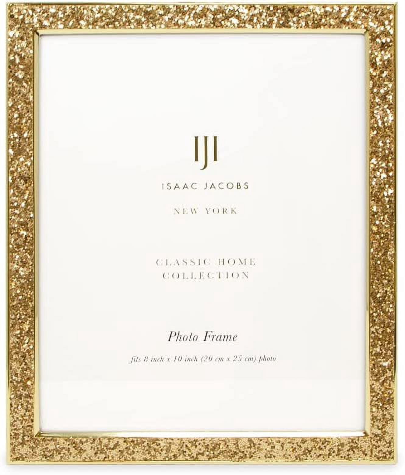 Isaac Jacobs 8x10 Gold Metal Glitter Vertical & Horizontal Picture Frame, Wall-Mountable, Made for Tabletop, Counterspace, Shelf and Desk
