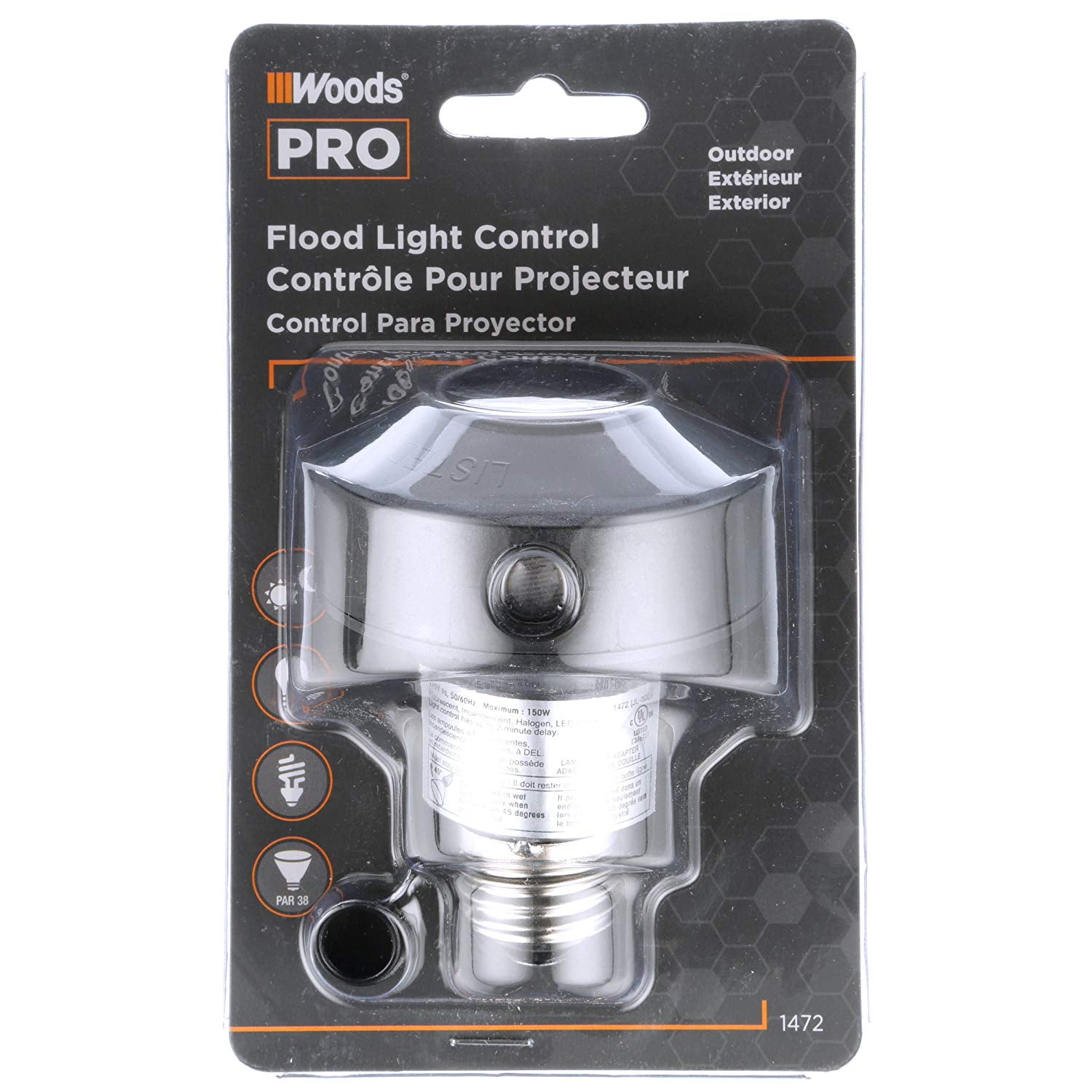 Woods outdoor light sale control with photocell