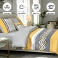 thumbnail image 4 of Davulos King Size Comforter Set,6 Pieces Geometric Pattern Yellow King Bed in Bag Set with Comforter, Flat Sheet, Fitted Sheet, 2 Pillowcases & 1 Decorative Pillowcase, 4 of 10
