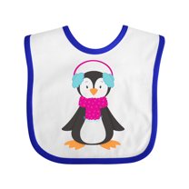 Inktastic Cute Penguin, Baby Penguin, Penguin with Scarf Boys or Girls Baby Bib
