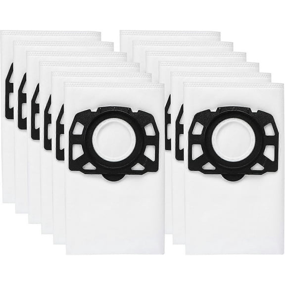 Pack of 12 KFI 487 Filter Bags for Karcher WD4, WD5, WD6 Vacuum Cleaners