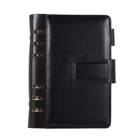 Tomshine A6 PU Loose- Spiral Notebook Binder Business Planner Dairy Agenda Vintage Office Stationery w/ Card Photo Slot Pen Holder Magnetic Cover Gift
