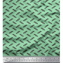 Soimoi Green Cotton Duck Fabric Dot & Bat Animal Print Fabric by the Yard 42 Inch Wide