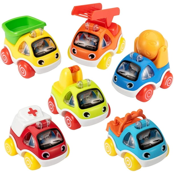 Mimifly Cars Toy for 1 2 3 Years Old Kids, 6 Pieces Pull Back Toy Cars