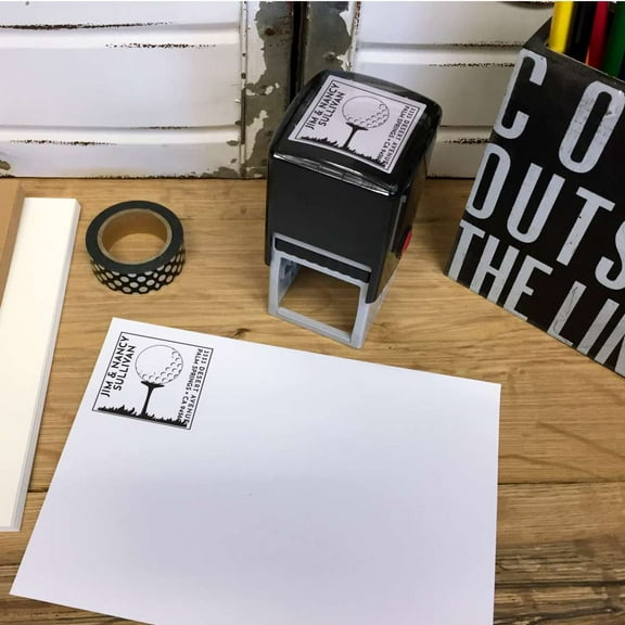 Personalized Square Self Inking Rubber Stamp - Sullivan Golf Tee