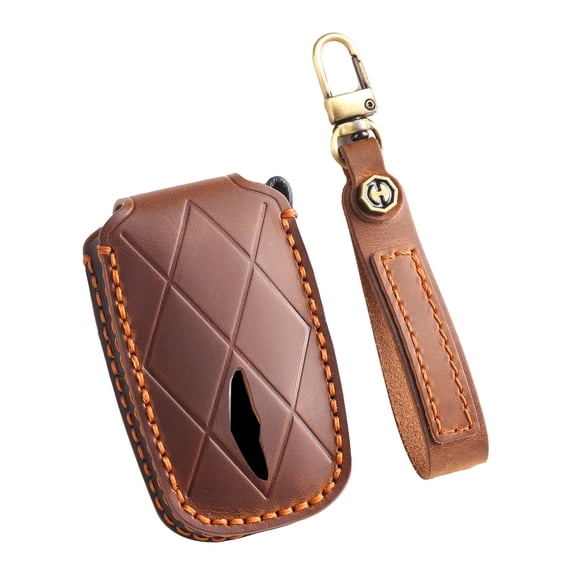 Luxury Handcrafted 8-Button Leather Key Fob Cover with Secure Keychain for Genesis GV60 GV80 G70 G90 2023-2025 Models