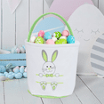 thumbnail image 3 of Cestas de conejito de Pascua, lindas bolsas de lona de algodón personalizadas, cestas para regalos de Pascua, color rosa y blanco, 3 of 5