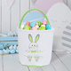 thumbnail image 3 of Cestas de conejito de Pascua, lindas bolsas de lona de algodón personalizadas, cestas para regalos de Pascua, color rosa y blanco, 3 of 5