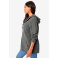 thumbnail image 3 of Roaman's Women's Plus Size Thermal Waffle Hoodie Zip Up Cardigan Jacket, 3 of 5